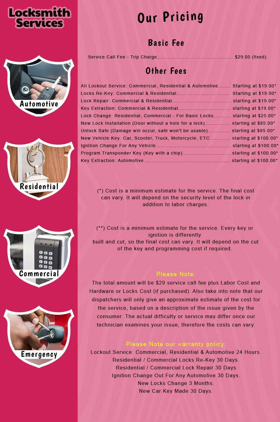 Haddonfield NJ Locksmith Store Haddonfield, NJ 856-334-0955 - price-list-c-18